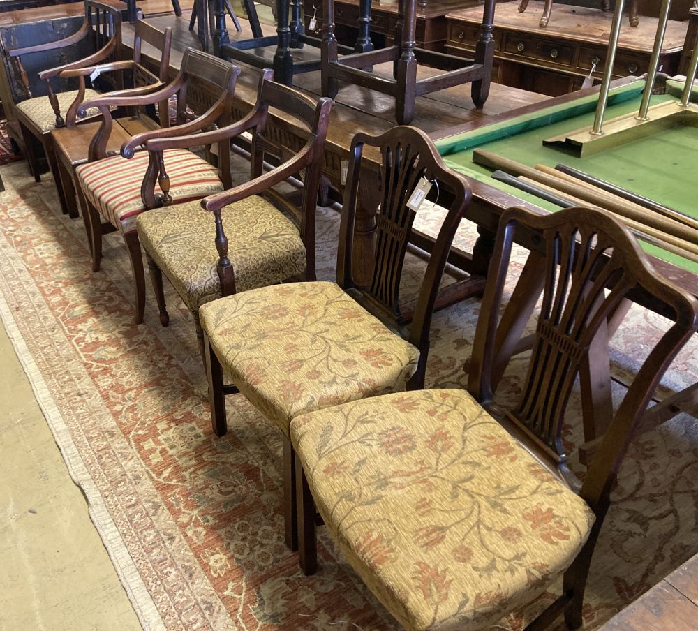 Four Georgian armchairs and a pair of standard chairs